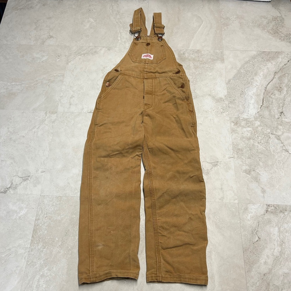Round House Overalls Brown Kids Size 8 Cotton Duck Canvas Made in USA Workwear